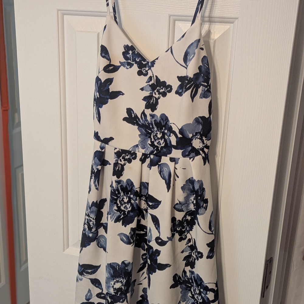 Monteau summer floral spaghetti tank sun Dress v neck